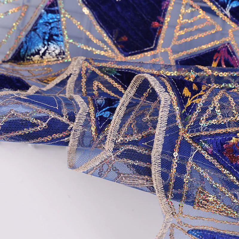 2022 African Nigerian Dubai Mesh Tulle Net Embroidered Applique Bridal Sequin 3D Polyester Purple Lace Fabric