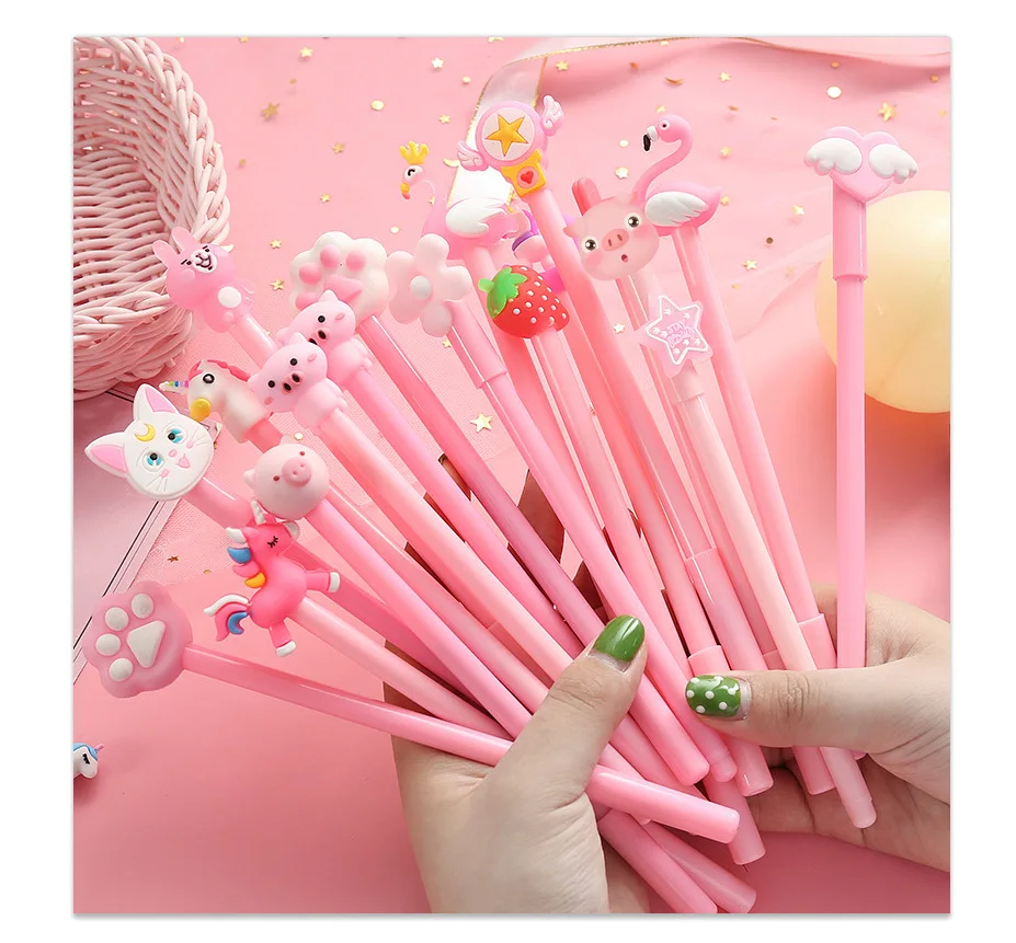 Cute Korean cartoon animals design school student gel pens set stationery supplies 0.5mm black ink 10pcs/lot