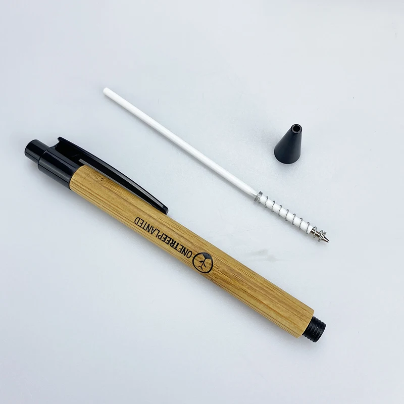 Promotional Customized Logo Recycled Bamboo Wooden eco Pen with plastic clip