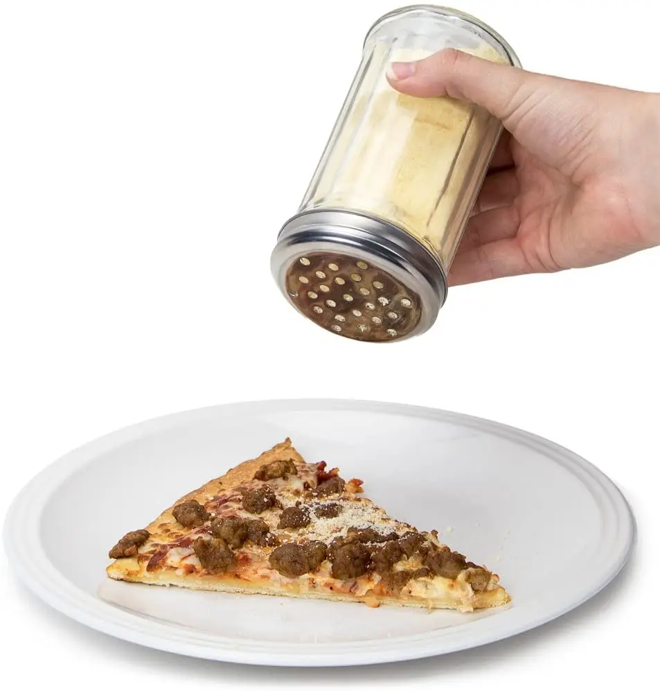 12 oz Glass Sugar Pourer with Side Flap Top Sugar Shaker with Stainless Steel Self-Closing Lid