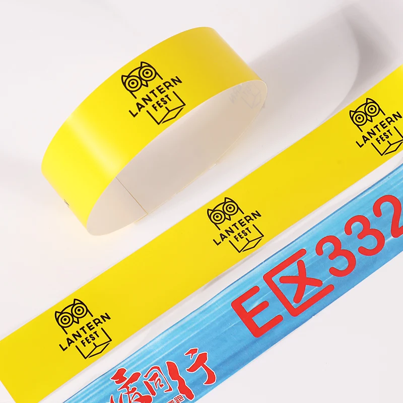 Cheap Custom Printed OEM Logo Colorful Blue Tyvek DuPont Paper Wristband Wrist Band Bracelet for Running Marathon Race