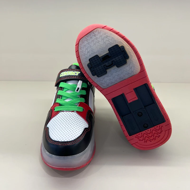 Kids Led Light Up Shoes Kick Roller Skate Shoes With Wheels Boys Girls Glowing Sneakers Usb Charging Boy Fashion Shoes