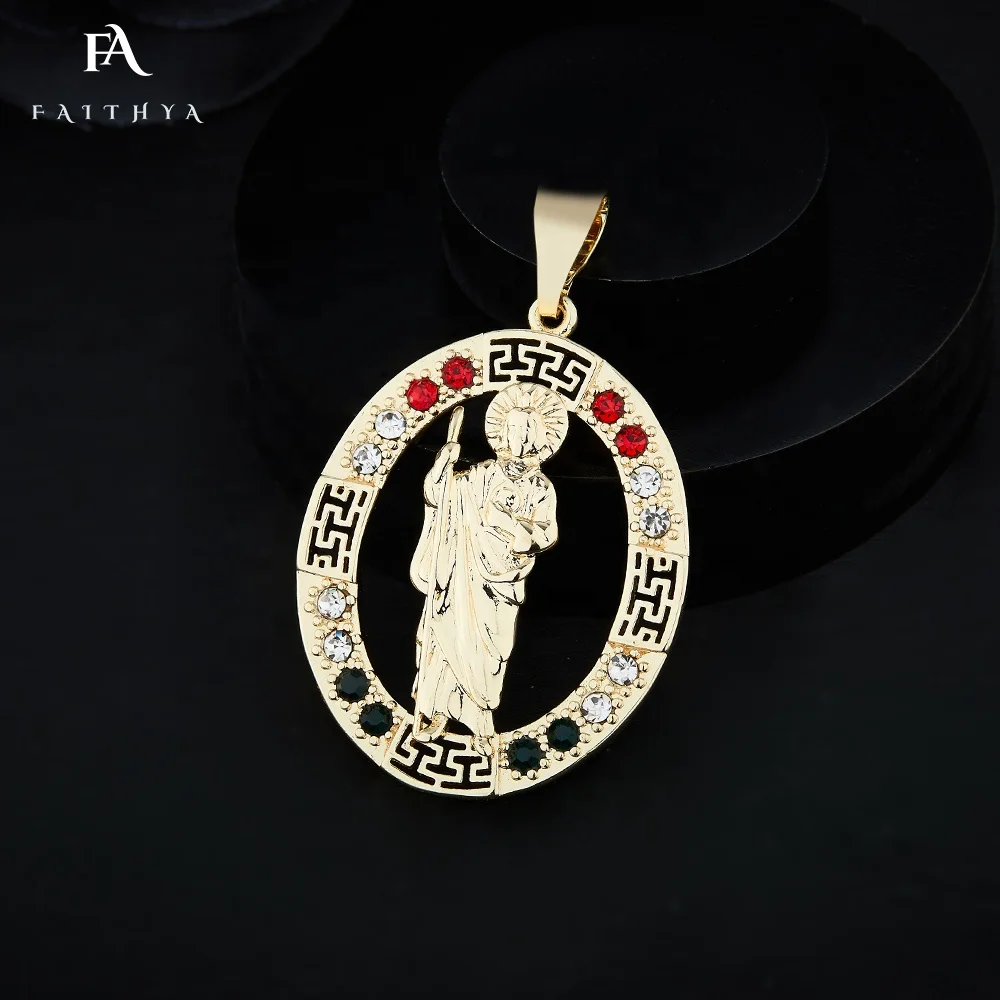 FP1081 классический стиль золотой ламинат 14 к Католическая Медаль надпись персонализированное ожерелье из Св. Джуда для мужчин и женщин