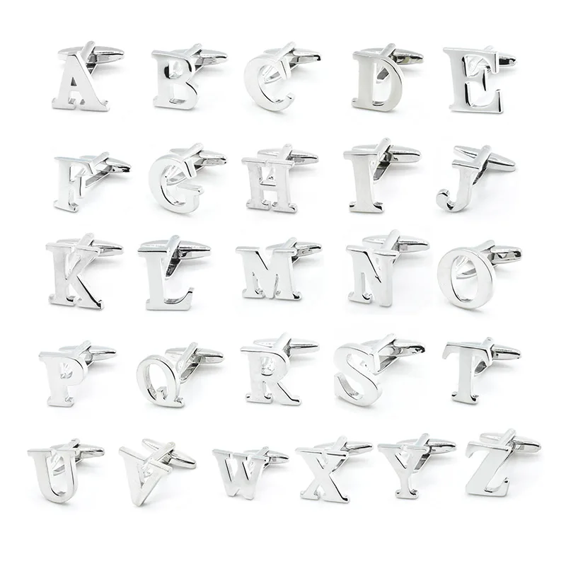 Wholesale Classic Initial Cufflinks Custom Wedding Business Suit Shirt Fashion Accessory Alphabet Cufflinks for Men