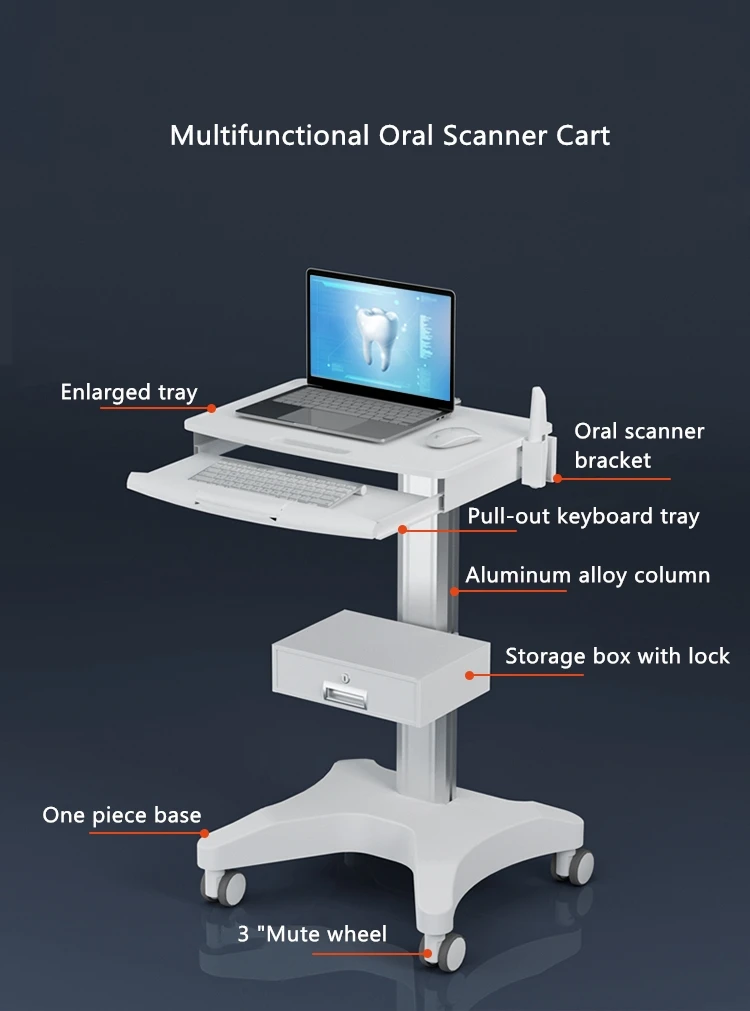 Dental cart laptop notebook medical cart medical trolley for dental clinic hospital oral scanner