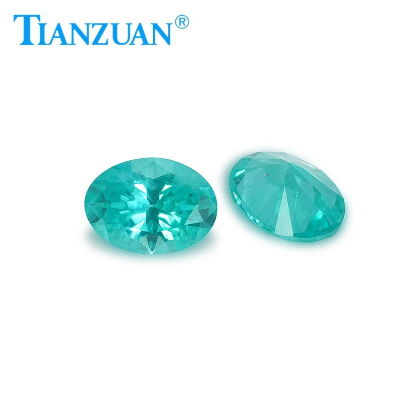 Lab grown Synthetic Paraiba YAG Oval Cut Green  yttrium Aluminum Garnet with Enchanting with Cottony  loose gemstones