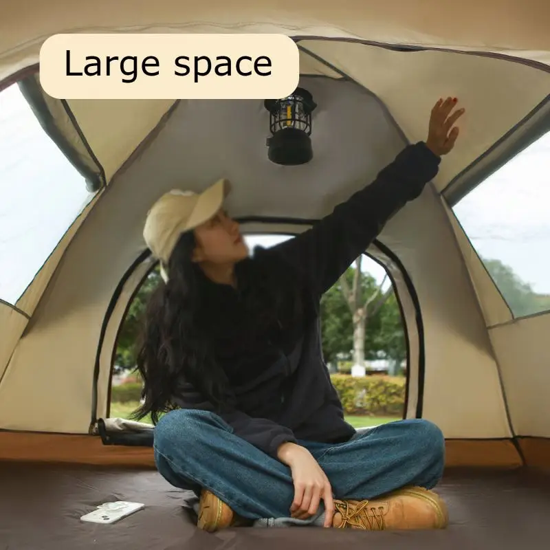 Outdoor Tents Waterproof Oxford Fabric With Black Coating 3-4 Person Portable Folding Automatic Pop Up Ultralight Camping Tent