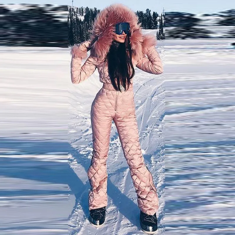 2021 One Piece Ski Jumpsuit Snowboard Jacket Skiing Sets Bodysuits Outdoor Snow Suits Women Zipper hoodie Solid Ski Snow Suit (1600301824902)