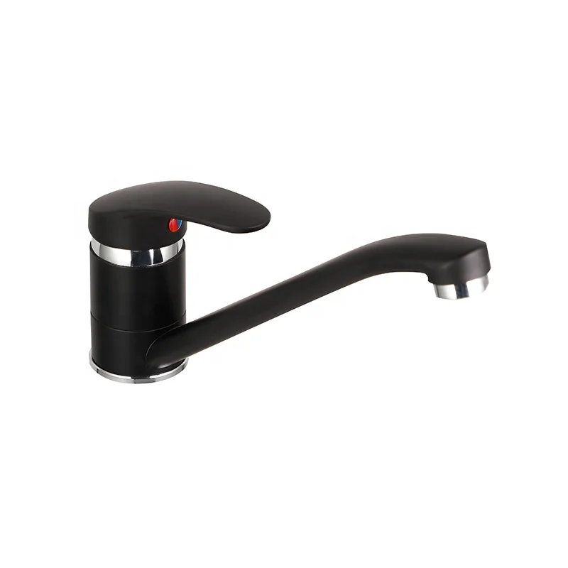 ITALOMIX New Hot Cold Water Sink Taps Single Handle Mixer Aluminium Body Black Kitchen Faucet