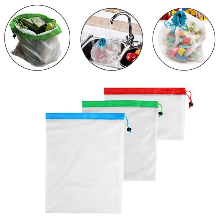 Reusable shopping vegetable cotton mesh fruit and vegetable bag
