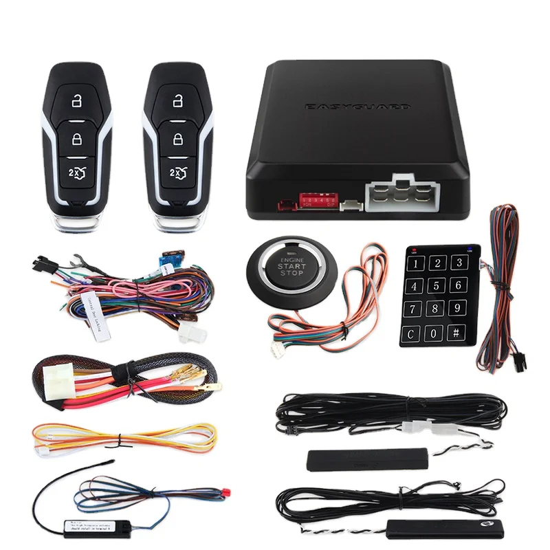EASYGUARD EC002-FO2 Passive Keyless Entry touch password entry & remote engine start  RFID PKE Car Alarm System