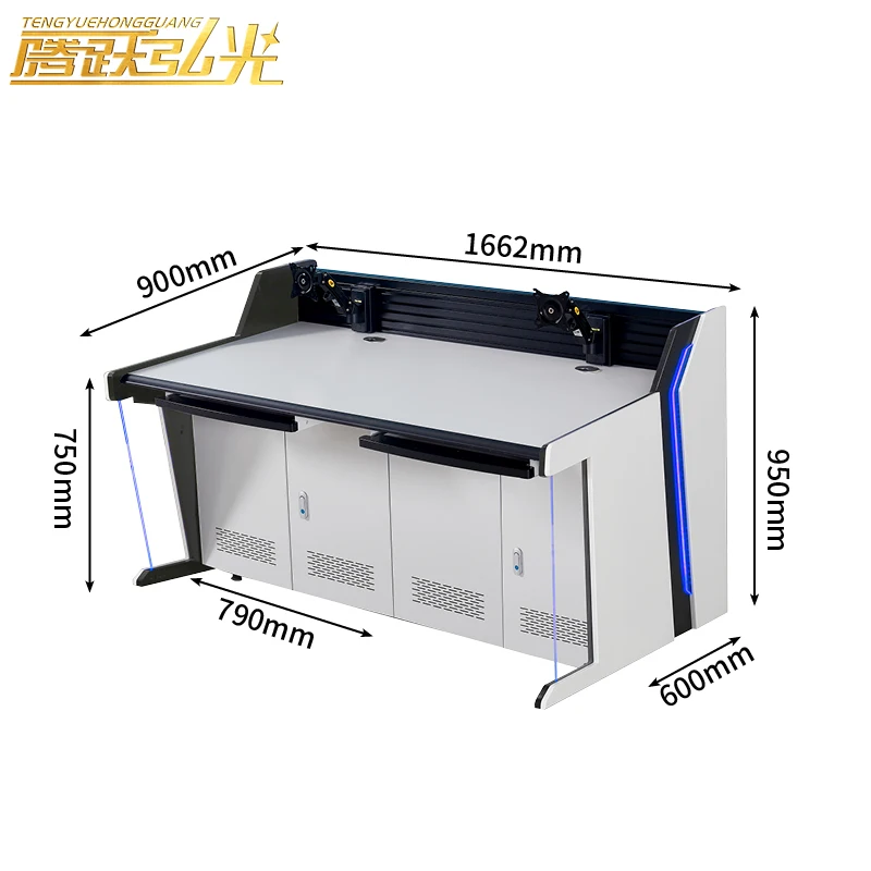 Two workstation DH-type command center control console monitoring desk Conference room office furniture monitoring computer desk