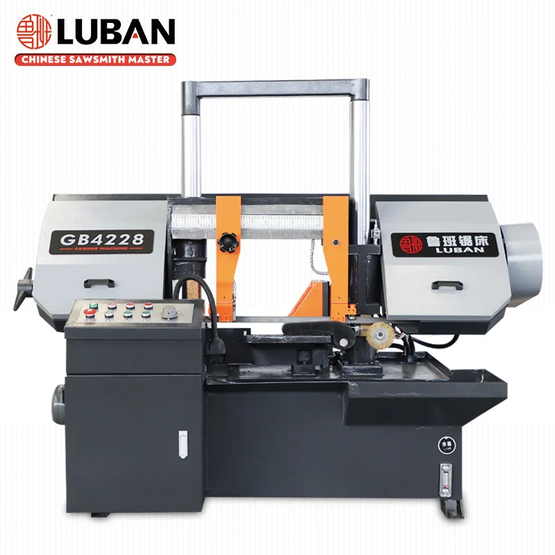 LUBAN Прямые продажи Ручной ленточнопильный станок GB4228 горизонтальная Полуавтоматический ленточнопильный станок