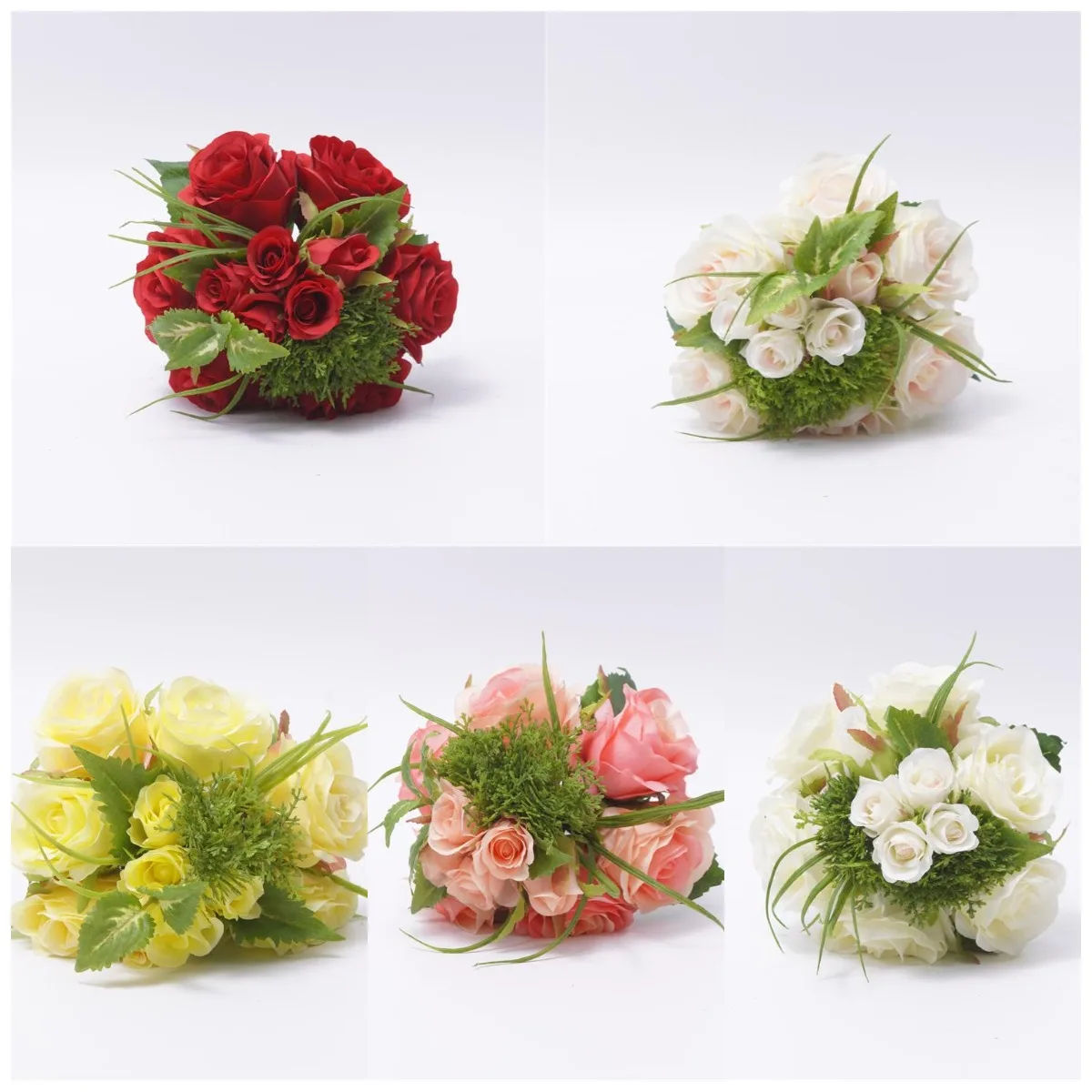 China Artificial  Peony  Flowers Bridal Bouquet 9 Heads Gerbera Silk Flower Bunch For Wedding