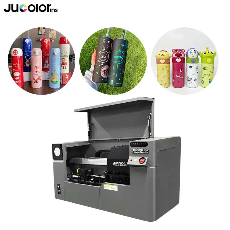 Automatic ink jet cylinder printer bottle uv printing wine glassware cosmetics travel tumblers printer with glossy
