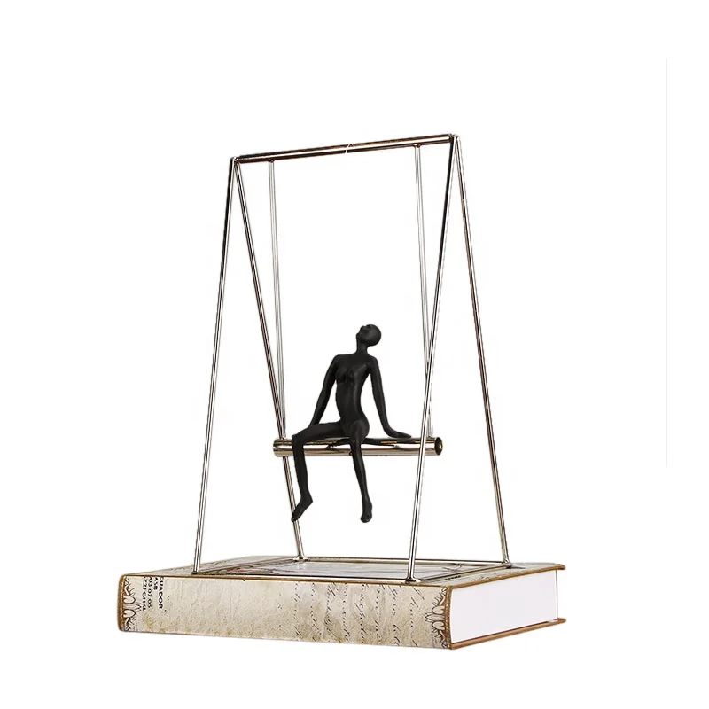 
Black gold resin sports figure ornaments luxury furniture soft furnishings 