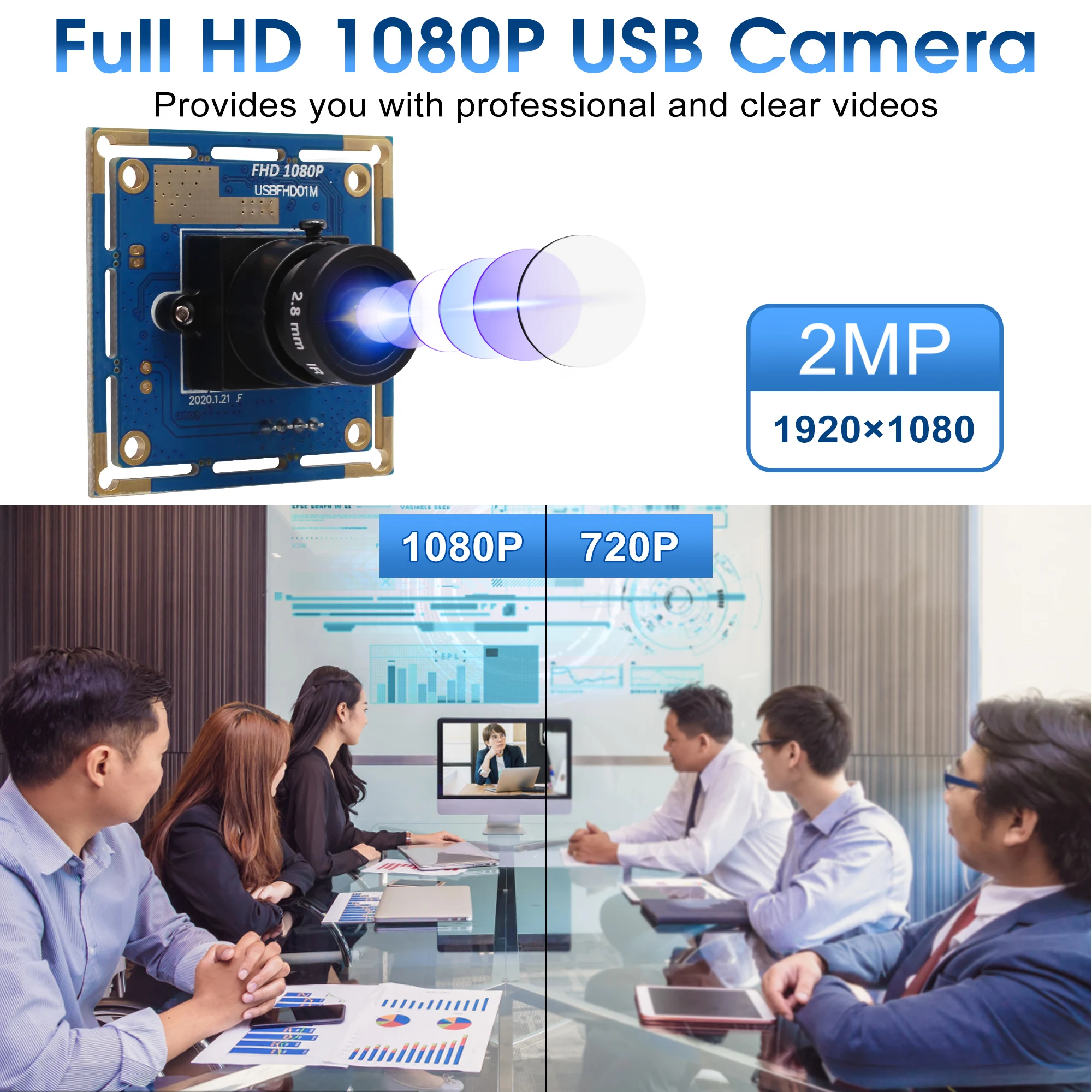 ELP 1080P USB Webcam High Speed PC Camera Mini UVC USB2.0 Video Webcam Board Industrial Lightburn Camera for Laptop Jetson Nano