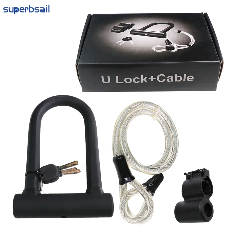 Superbsail New Bicycle U Lock MTB Road Bike Padlock 2 Keys Anti-theft Safety Motorcycle Scooter Cycling Lock Bicycle Accessories