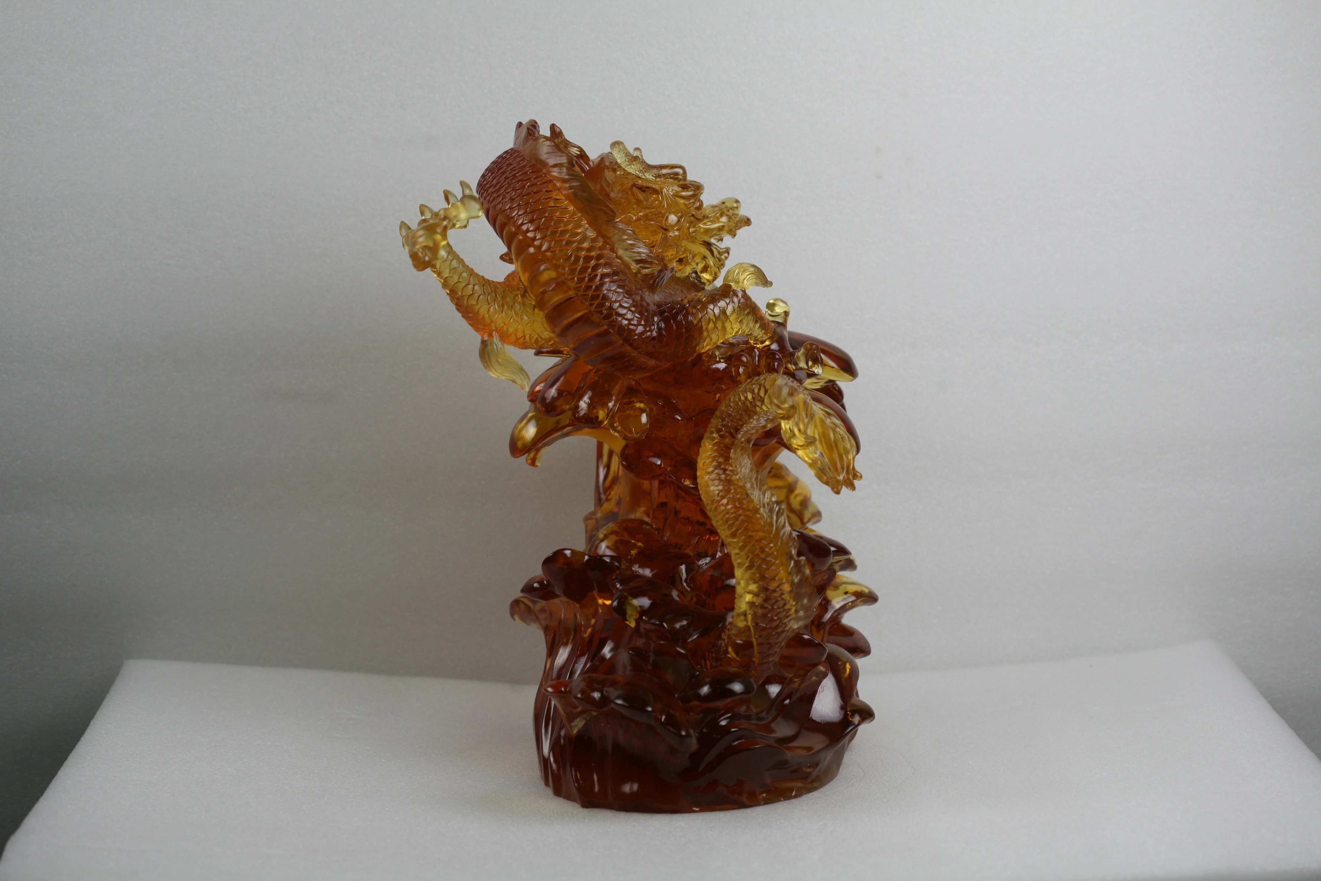 Handmade Customize Lost Wax Casting Art Glass Chinese Dragon Feng Shui Decoration
