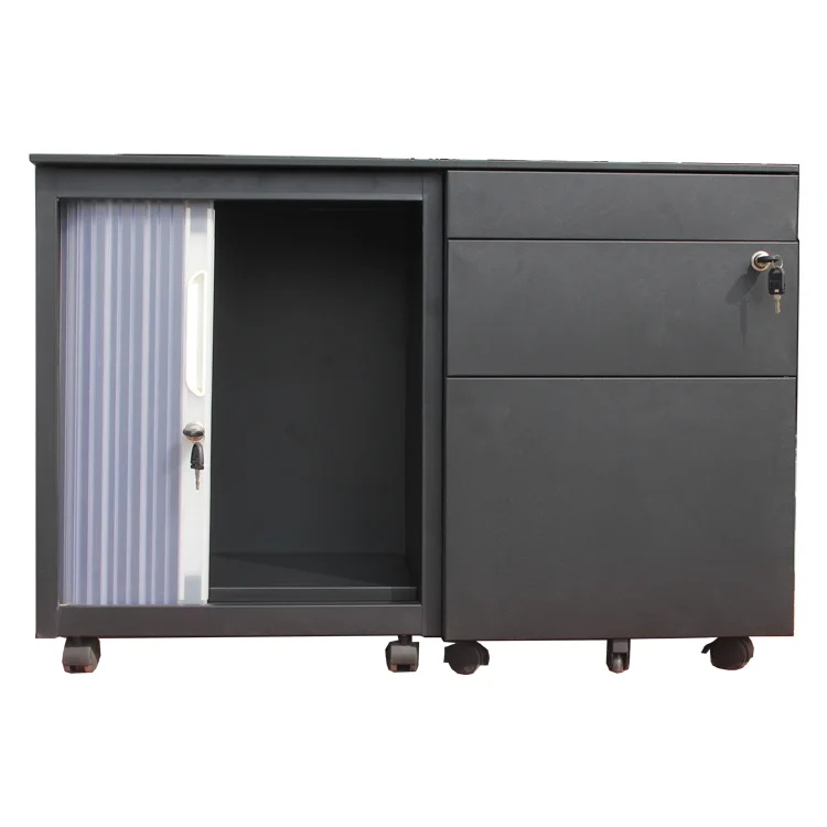 Черный металлический шкаф для хранения с 3 выдвижными ящиками