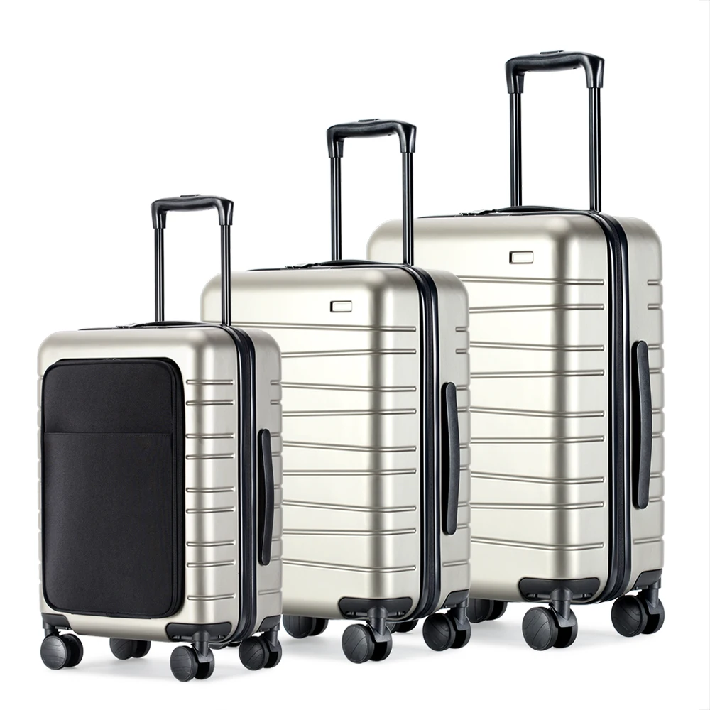 20 24 28 inch luggage set with front opening laptop pocket
