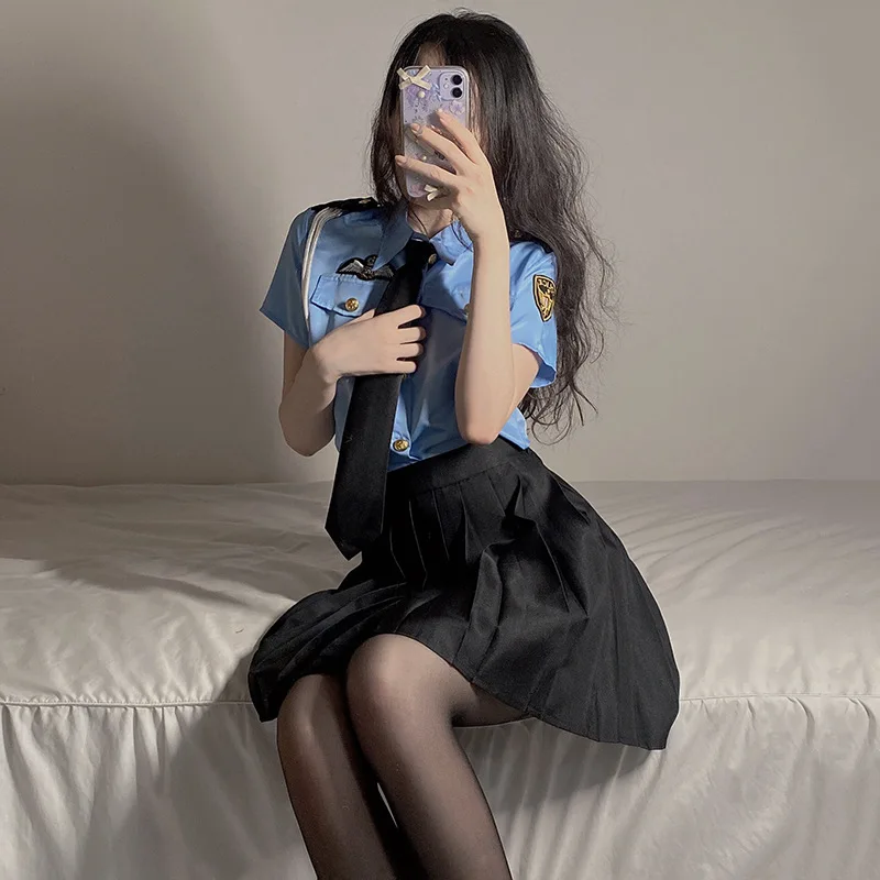 Hot Sexy JK Uniform Set Japanese Cosplay Police Costume Women Exotic Role Play Police Costume Sexy Lingerie