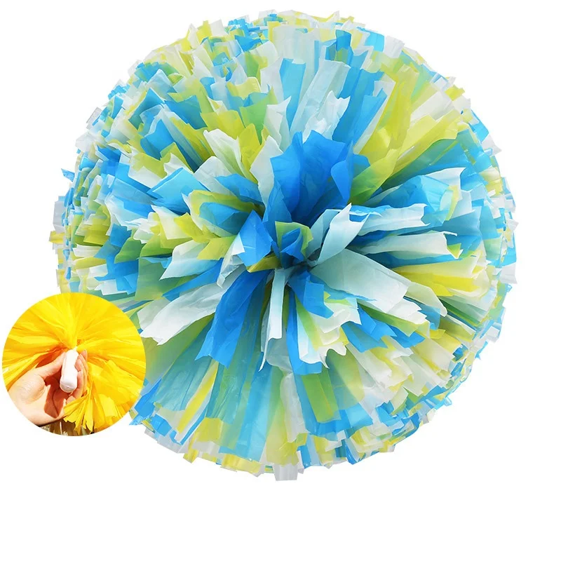 Dance Team Spirit Cheer Poms Shiny and Metallic Cheerleading Pom Poms with Handle for Girl Boy School Sports