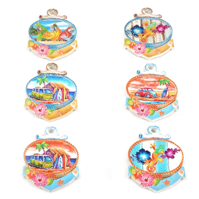 UV printed refrigerator resin landscape decoration beach tourism souvenir decoration coconut trees seagulls lizards, and turtles