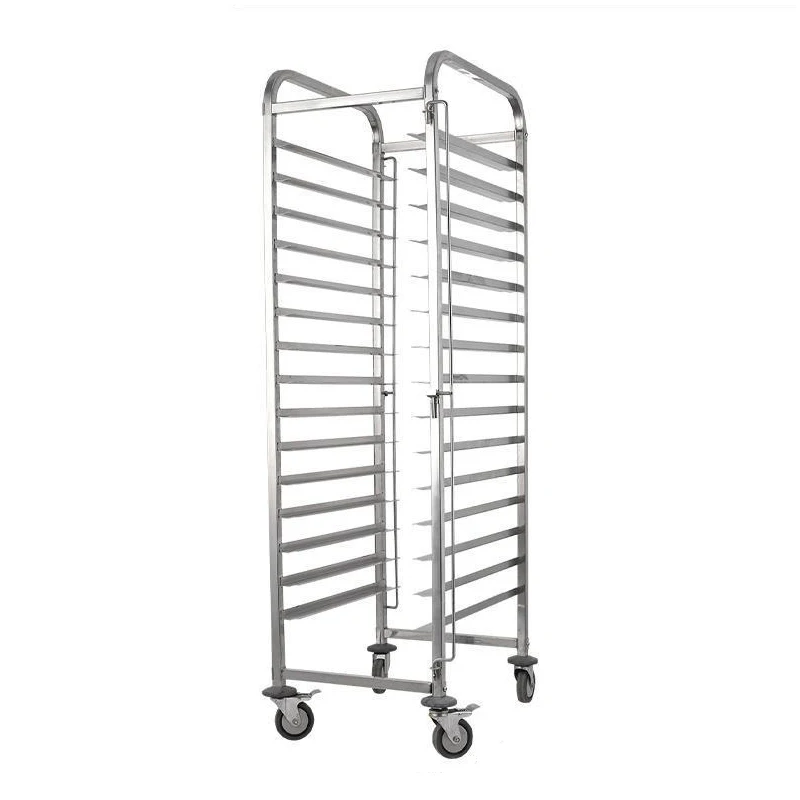 Customized top standard quality stainless steel bakery rack trolley food service tray carts 15/16/18/20/32 tiers trolley