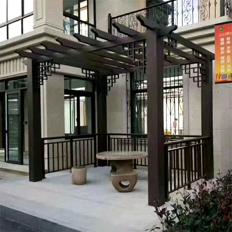 Modern Design Wrought Iron Gazebo Outdoor Pavilion Aluminium Waterproof Glass Roof Canopy