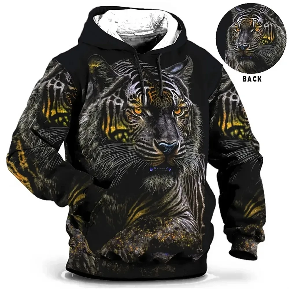 Fitspi Vintage Hoodies Men Wolf Animal Pattern 3d Print Eagle Leopard Tops Autumn Winter Casual Oversized Tiger Deisng Clothes