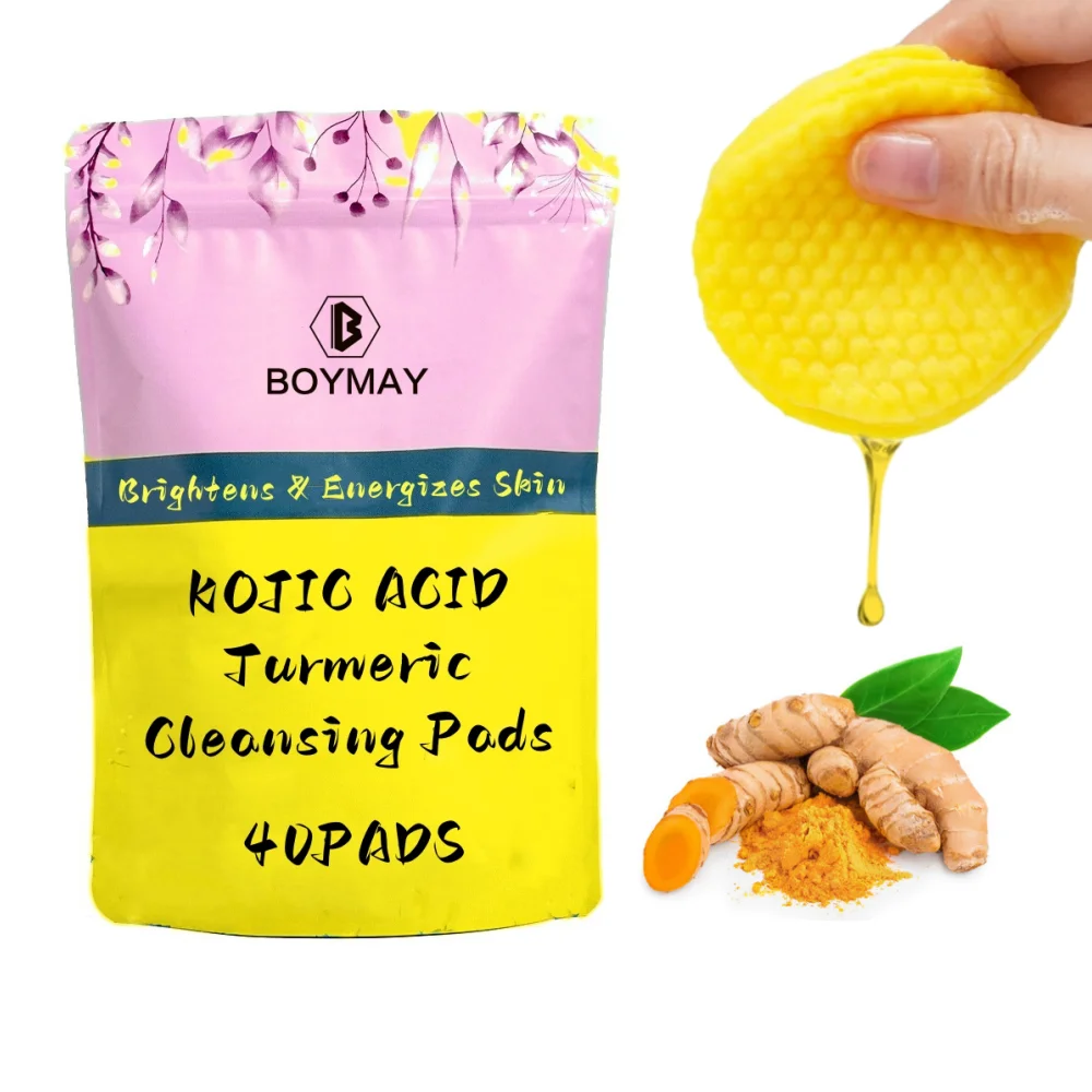 OEM 40 Deep Cleansing Brightens Energizes Skin Enhance Skin Glow Kojic Acid Turmeric Cleansing Pads