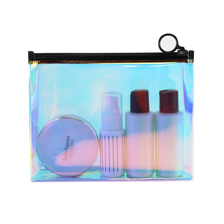 Высококачественные сумки на молнии персонализированные водонепроницаемые блестящие косметические кисти сумка голографическая косметичка из ПВХ