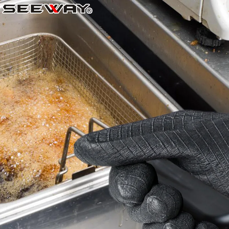 Seeway Textured Palm Waterproof Oil Heat Resistant Gloves for Fryer Grill Smoker Cooking Pit Barbecue