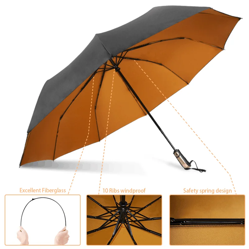 Best Selling Man Waterproof Luxury Umbrella High Quality Inverted Umbrella  Automatic Foldable Golf Umbrella For Sales
