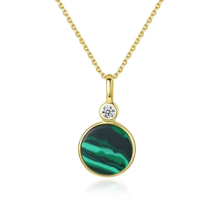 Hot selling personalized women statement silver 925 malachite necklace