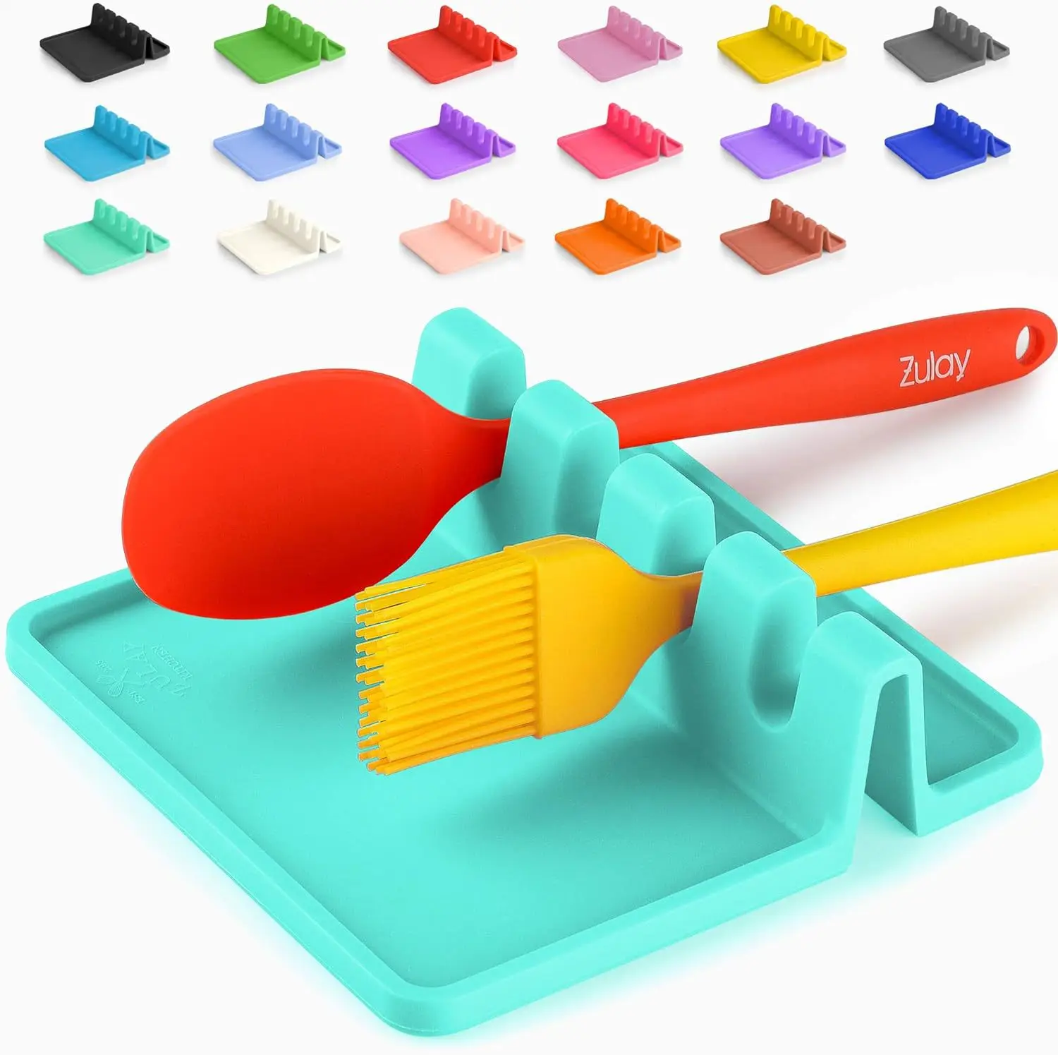 Durable Spoon Holder with Drip Pad Heat Resistant for Stove Top Counter Kitchen Silicone Utensil Rest