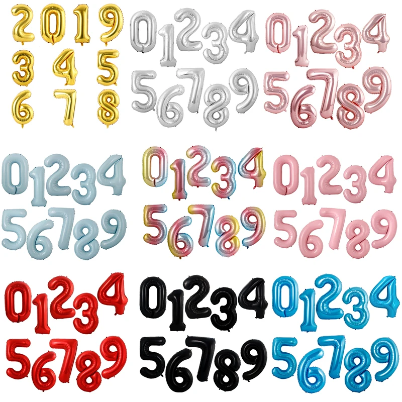 Оптовая продажа 40 дюймов 0-9 фольгированных воздушных шаров для дня рождения юбилея украшения реквизит фотографий большое количество
