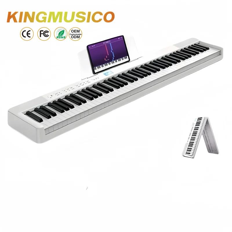 Lightweight and Portable Design  Perfect for Beginners  Folding Digital Piano 88 Keys weighted