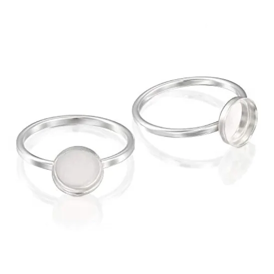 Manufacturer fashion simple finger rings stone semi mountings bezel setting blank ring base 925 sterling silver