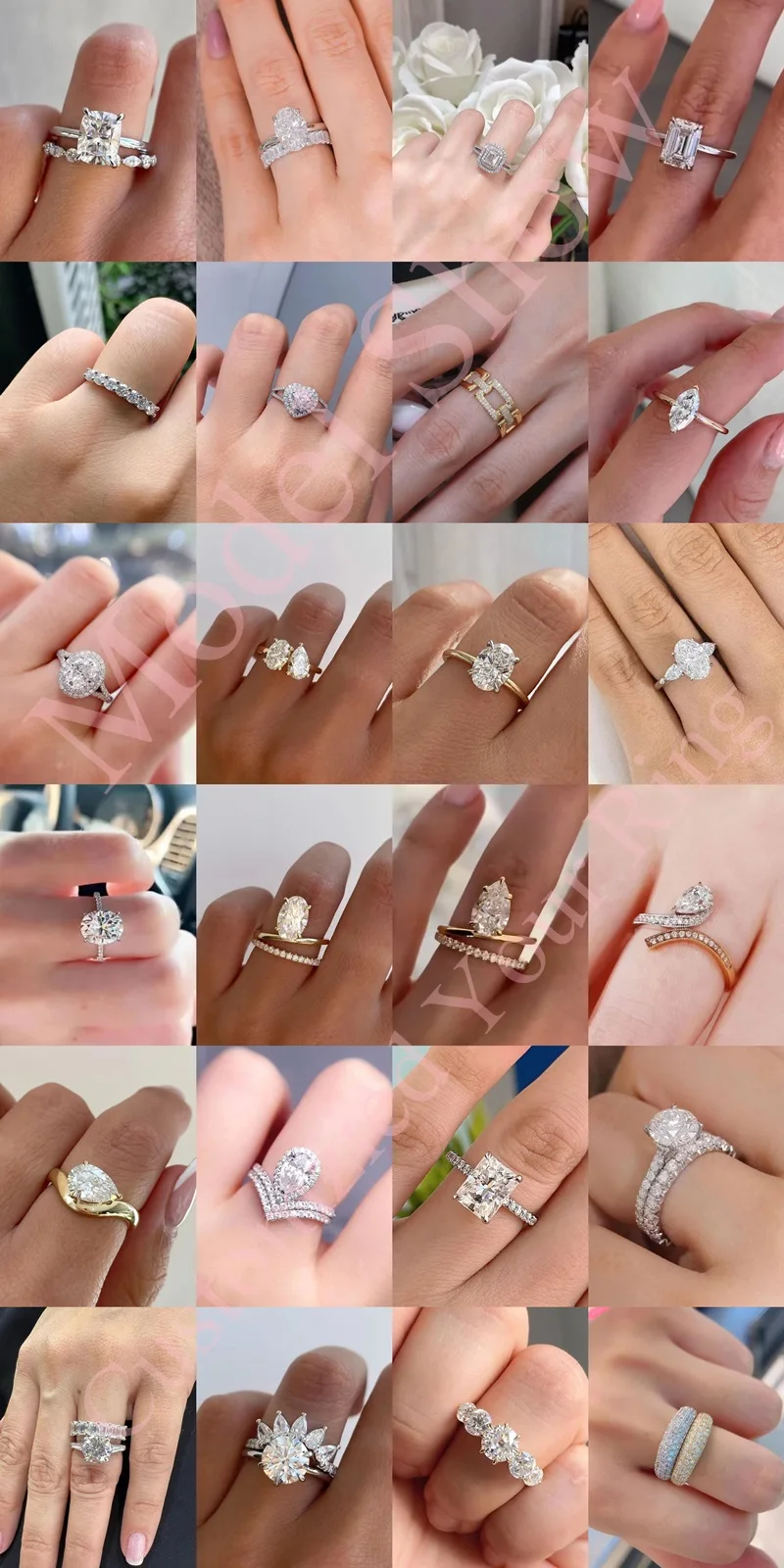 Custom High Jewelry Women Diamond Ring 2 Carat Pear Cut VVS Moissanite 14K Gold Moissanite Ring Engagement Wedding Ring Set