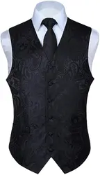 Мужской жилет с галстуком-бабочкой комплект с цветочным узором из жаккардовый галстук платок классический жилет Свадебная вечеринка костюм или смокинг