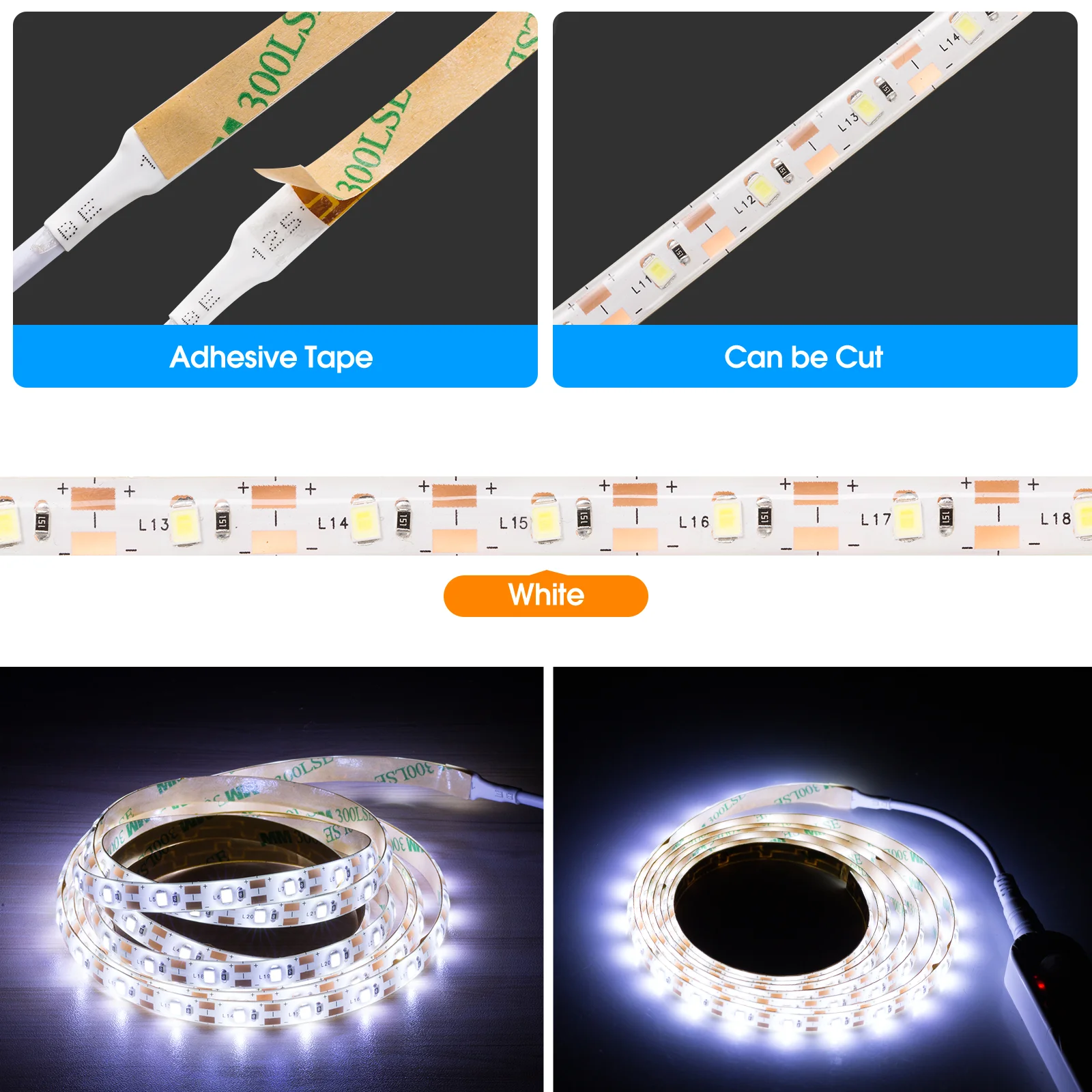 Dropshipping High Brightness 2835 bar 1meter warm white color indoor human body induction sensor intelligent led strip light