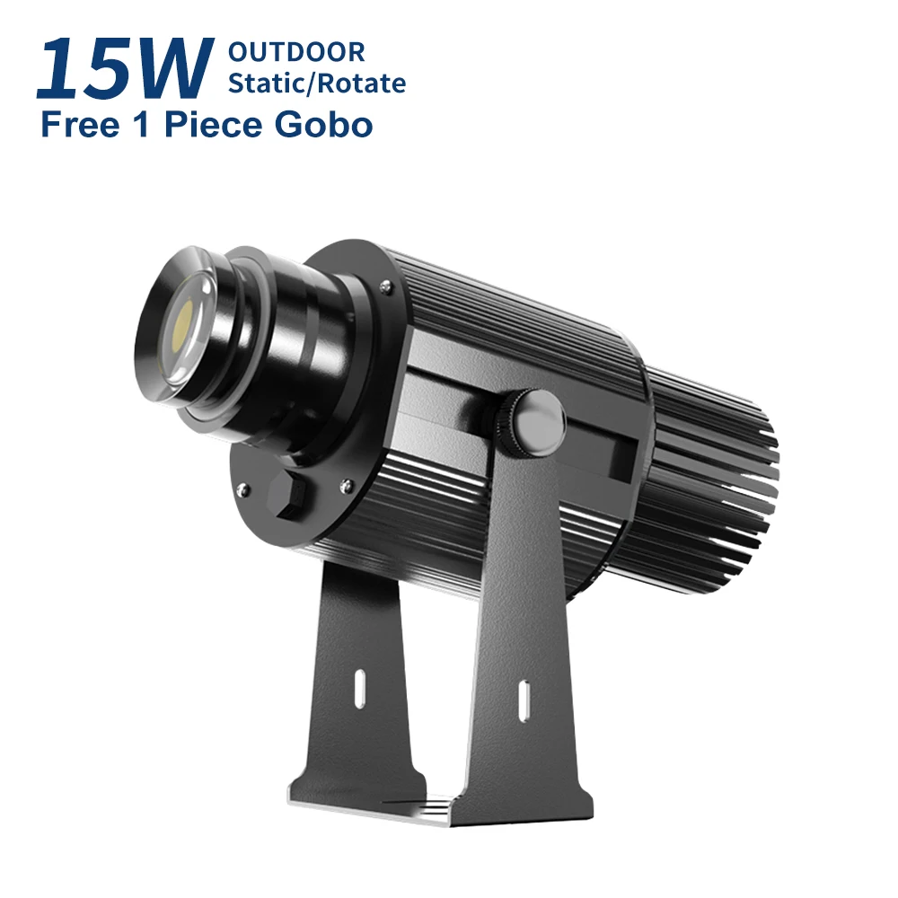 Waterproof ip67 15W Outdoor rotate/static gobo light logo projector with remote control