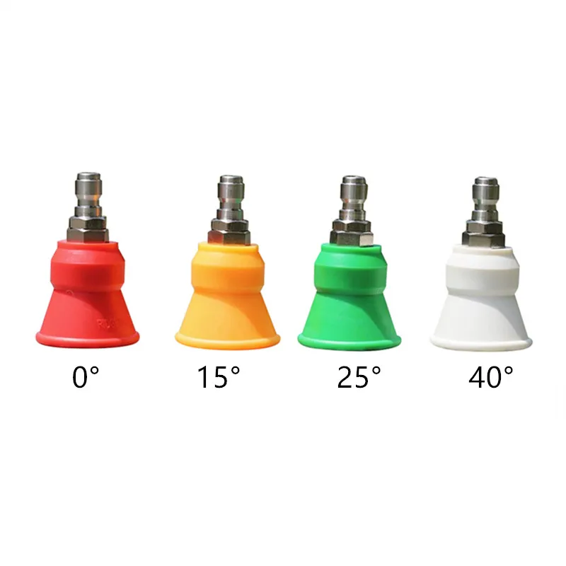 4 pcs Proof Sheath Nozzle Stainless Steel 1/4 Quick Plug High-Pressure Water Gun Versatile Nozzles Hard Rubber Sleeve Fan Nozzle