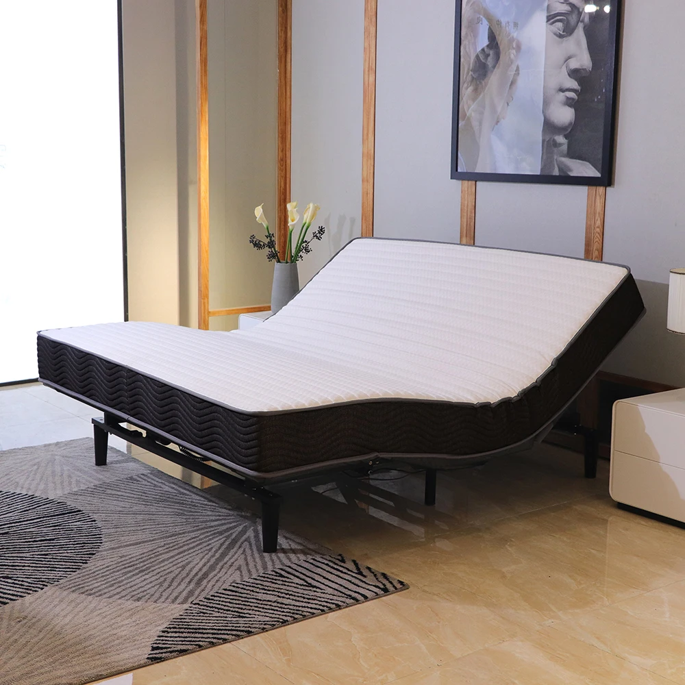 Intelligent Electric Folding Adjustable Bed Base King Queen Size Wire Or Wireless Remote Control Adjustable Bed Frame