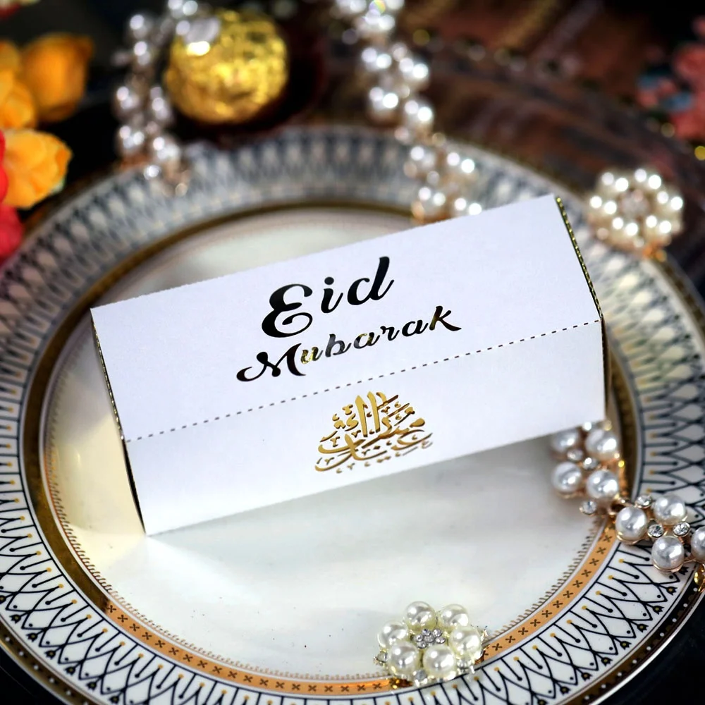 Eid Mubarak Candy Packaging Boxes Rectangle Hollow Chocolate Box For Party Decoration Supplies