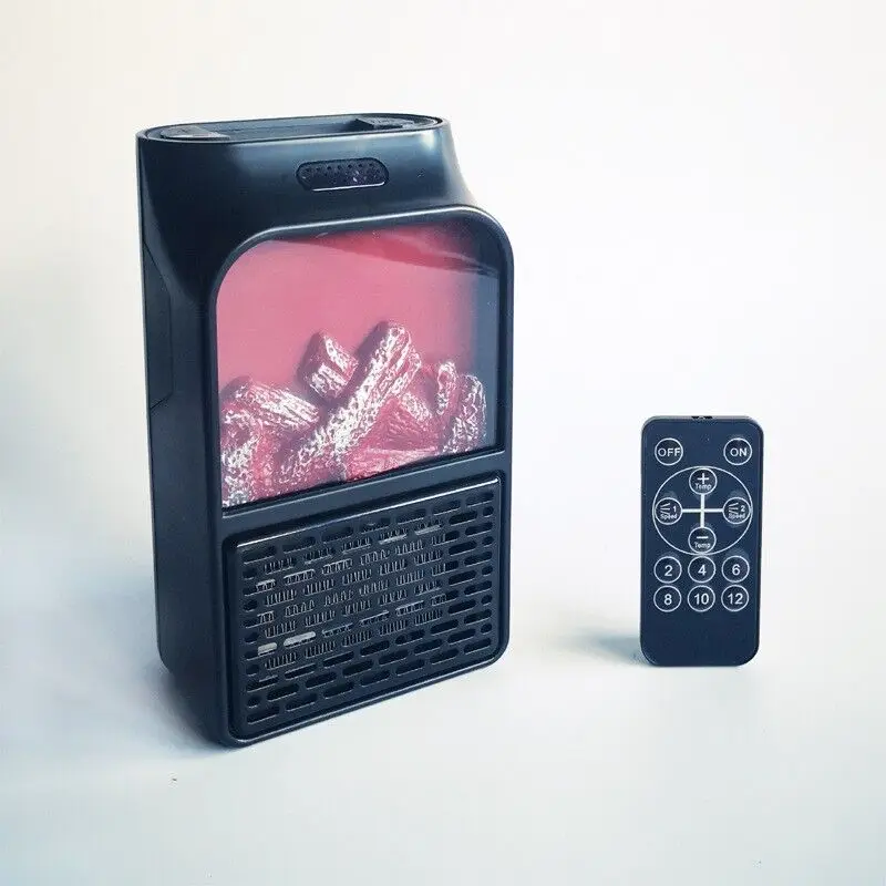 Fireplace Space Portable Mini Ceramic 3D Heater Desktop Electric Plug-In 600W Wall