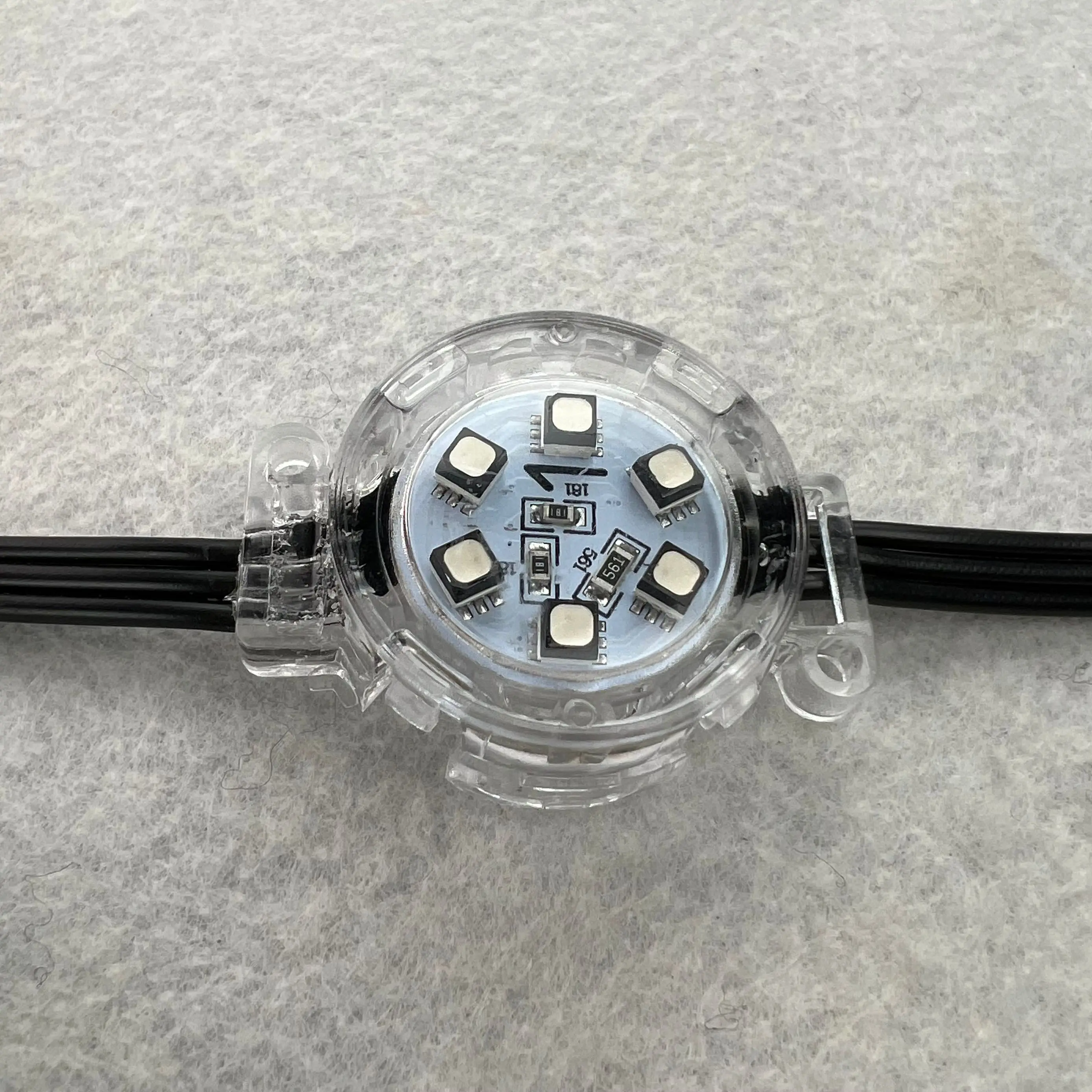 20 Pixels/String 30mm 24V WS2811 LED Addressable RGB Pixel Module IP68 Flat Clear Cover Black Wire 1.44W/Pixel,10cm/15cm/20cm