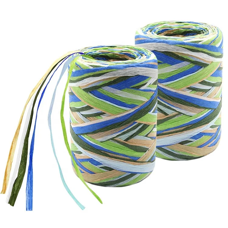 100 Yards DIY Craft Florist Bouquets Colored Packing Gift Multicolor Paper Twine Raffia Paper String Ribbon Roll